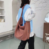 Kylethomasw -  Canvas Casual Wild Ladies Handbags Solid Color Shoulder Women Bag Simple Female Messenger Bag Big Bags for Women