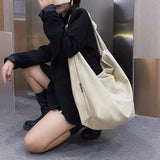 Kylethomasw -  Canvas Casual Wild Ladies Handbags Solid Color Shoulder Women Bag Simple Female Messenger Bag Big Bags for Women