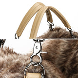 Kylethomasw Luxury Faux Fur Totes Bag Shopping Handbag Winter Women Bag Plush Purse Trendy Rivet Shoulder Bags Cold Woollen Design