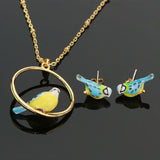 Kylethomasw Cute Bird Enamel Earrings Necklace Set Jewelry For Woman Female  Trend