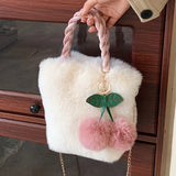 Kylethomasw  Lovely Plush Chain Messenger New Women's Autumn And Winter Fashion Texture Trendy Portable Bucket Bag