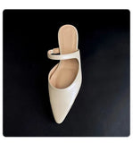 KYLETHOMASW  -  South Korea Net Red Pointed Half Slippers Summer New Silver Color Baotou Flat Slipper Women's Slipper Lazy