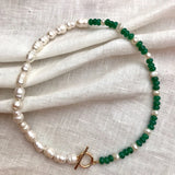 Kylethomasw new 18kgf nature stone necklace natural freshwater pearl cloisonne bead choker necklace women banquet trend jewelry