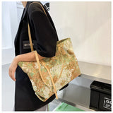 KIylethomasw Large Capacity Shoulder Bag Female Summer New Fashion Big Bag Oil Painting Tote Bag