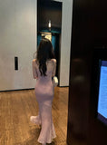 KYLETHOMASW  -  Summer New Fashion Patchwork Long Knitted Dresses Elegant Women's Spaghetti Strap Temperament Wrapped Hip Mermaid Vestidos K584