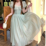 KYLETHOMASW  -  French Elegant Lace Dress Women Summer Heavy Embroidery Short Sleeve Royal Tea Length Dress Vintage Princess Style Formal