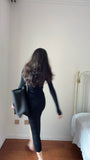 KYLETHOMASW  -  Autumn New Kniting Bodycon Midi Dresses For Women Long Sleeve Solid Color Elegant Office Ladies Single Breasted Slit Dress K658