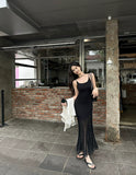 KYLETHOMASW  -  Summer New Fashion Patchwork Long Knitted Dresses Elegant Women's Spaghetti Strap Temperament Wrapped Hip Mermaid Vestidos K584