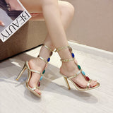 KYLETHOMASW  -  Nitara Gemstone Strappy Heels