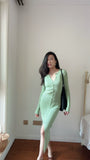 KYLETHOMASW  -  Autumn New Kniting Bodycon Midi Dresses For Women Long Sleeve Solid Color Elegant Office Ladies Single Breasted Slit Dress K658