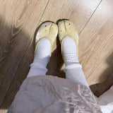 KYLETHOMASW  -  Women Chic Split Toe Leather Ballet Flats Perforated Tabi Style Slip-On Shoes Breathable Design Beige Black Summer