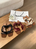 KYLETHOMASW  -  Low Shoes Rome PU Fabric Hoof Heels Silk Low Shoes Hoof Heels Silk Rome Fabric