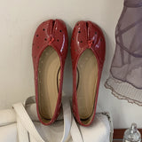 KYLETHOMASW  -  Summer New Round hole Women Flat Shoes Fashion Split Toe Shallow Slip On Boat Shoes Soft Flat Heel Ladies Casual Single Shose