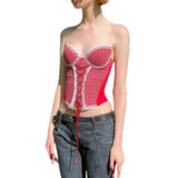 KYLETHOMASW  -  British style sweet and spicy plaid waist tie strapless new product Lolita lace lace design sense small vest