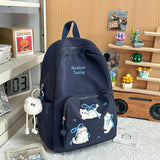 KYLETHOMASW  -  Women's Backpack Cute Cat Embroidery Letter Plush Charm Multi Pocket Adjustable Strap Casual Daily School Bag New Back Pack