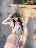 KYLTHOMASW  -  Princess sweet lolita Thin wisteria fake two-piece alpaca wool slimming knit cardigan