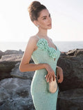 Kylethomasw Women Summer Celebrity Sexy V Neck Backless Mint Green Mesh Sequins Gowns Dress 2024 Elegant Evening Party Club Dress Vestido