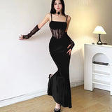 KYLETHOMASW  -  Sexy Bodycon Velvet Dresses for Women Spaghetti Strap Corset Slim Waist Slit Evening Party Dress Prom Robe Christmas Vestidos