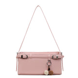 KYLETHOMASW  -  Women's Soft Leather Crossbody Bag Pom Pom Charm Decor Adjustable Strap Minimalist Elegant Commuter Daily Shoulder Bag