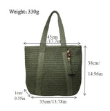 KYLETHOMASW  -  Premium Sense Straw Woven Tote Bag Large Capacity Women Shoulder Bag Tassel Design Handmade Beach Bag