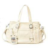 KYLETHOMASW  -  Y2k Faux Leather Tote Handbag Multi Buckle Rivet Shoulder Bag Large Capacity Casual Ladies Crossbody Bag Daily Travel Work Purse