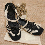 KYLETHOMASW  -  Fashion Sewing Lace-up Design Ballet Flats Women Retro Square Toe Narrow Band Buckle Sneakers Comfortable Soft-soled Casual Shoe