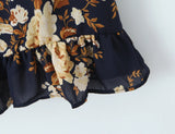 KYLETHOMASW  -  Summer French Vacation Flower Print Lace-up Slim Slash Neck Sleeveless Spaghetti Strap Dresses
