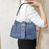 KYLETHOMASW  -  Fashion Rivet ladies Axillary bags Brand design female handbag Light weight blue Denim Women Shoulder Crossbody Bag