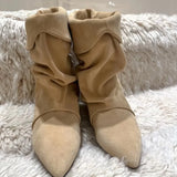 KYLETHOMASW  -  Small Niche Pleated Pile Boots for Women New Autumn and Winter Cat Heel Short Shoes Pointed Western Cowboy Boots Women's