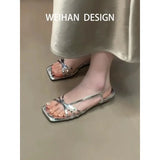 KYLETHOMASW  -  Retro Wedge Heels and Sexy Silver Sandals for Women's Summer New French Outerwear
