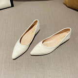 KYLETHOMASW  -  New Striped Fabric Ballerinas Woman Soft Bottomed Flats Big Size 42/43 Shoes Ladies Pointed Toe Dress Loafers Green Ballets