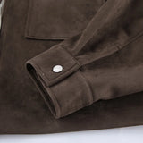 KYLETHOMASW  -  Fashion Lapel Collar Zipper Jacket Women's Casual Solid Suede Full Sleeve Coat 2025 Lady Autumn Chic High Street Outwear