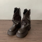 KYLETHOMASW  -  Autumn Women's Knee High Boots Western Round Toe Long Boots Women Western Shoes Chunky Heel Platform Women