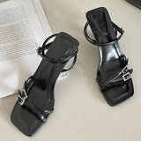 KYLETHOMASW  -  Wine Red Footwear New In Women Heeled Sandals Shoes 2025 Female Fashion Buckle Ladies High Heels Sandals Pumps Shoes Big Size