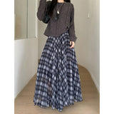 KYLETHOMASW  -  Vintage Plaid Midi Skirt Women Fashion Harajuku Mesh Patchwork Pleated Skirts Summer Streetwear Korean A Line Faldas New