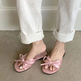 KYLETHOMASW  -  New Women Elegant Casual Bow Flat Sandals Soft Sole Open Toe Slip on Beach Outdoor Daily Wear Slippers Household Goods