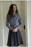 KYLETHOMASW  -  French Style Ruched Vintage Literary Skirt Pleated High Waist All-match Mujer Faldas Slim A-line Preppy Style Casual Solid Falda
