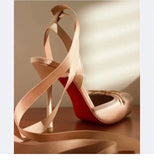 KYLETHOMASW  -  New Pig Nose Ballet High Heels for Women, Thin Heels, Shallow Mouth, Square Head, Bow Bow, and Baotou Sandals