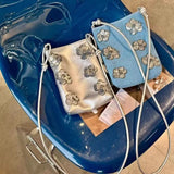 KYLETHOMASW  -  Silver Sequins Flower Zipper Pouch Women Fashion Versatile Mini Crossbody Bag Ladies Harajuku Casual Versatile Purse Chic