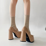 KYLETHOMASW  -  Designer Luxury Platform Thick Heel Women Mary Jane Shoes Butterfly-knot Shoes Ladies Elegant Height Increase Dress Pumps