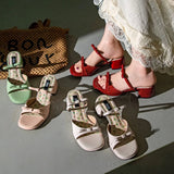 KYLETHOMASW  -  Sweet Women Sandals Summer Square Toe High Heels Shoes Outdoor Street Style Trend Open Toe footwear Elegant Dress pumps
