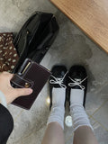 KYLETHOMASW  -  Shallow Sport Ballet Shoes Women Square Toe Round Flat Bottom Cross Tied Mixed Colors Mary Jane Shoes New Fashion Slip on Shoes