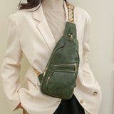 KYLETHOMASW  -  Retro PU Leather Satchel Bag Women's Solid Color Shoulder Bag Multi Pocket Casual Chest Bag Ladies All-Match Crossbody Bags