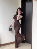 KYLETHOMASW  -  Women Dresses Sleeveless Mesh Patchwork Elegant Slash Neck Sexy Fashion Mermaid Dress Party Female French Style