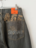 KYLETHOMASW  -  Leopard Print Letter Women's Jeans Casual Style Denim Pants Retro Style Spice Girls Trousers High Waist Solid Color Jeans
