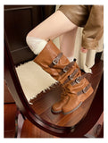 KYLETHOMASW  -  Women Knee-high Boots Summer 2025 Shoes Woman Knight Boots Woman Designer Buckle Chelsea Long Botas Pu Leather Motorcycle Shoes