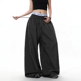 KYLETHOMASW  -  American Retro Letter Print Drape Paratrooper Casual Pants Loose Straight Tube Pants for Men And Women Drawstring Design