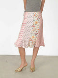KYLETHOMASW  -  Pink Patchwrok Floral Mermaid Skirt For Woman Summer Knee Length Ladies Fashion Bottoms Designer Clothing