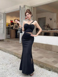 KYLETHOMASW  -  Elegant Sexy Long Evening Gown with Mesh Splice And Side Slit High Waist Bodycon Dress for Women Party Ball Celebration