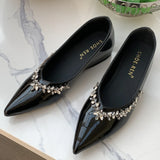 KYLETHOMASW  -  Luxury Crystal shallow mouth women pumps Sexy Pointed Toe Low Heeled Slingback Sandals Fashion Party Dress Shoes Branded Loafers